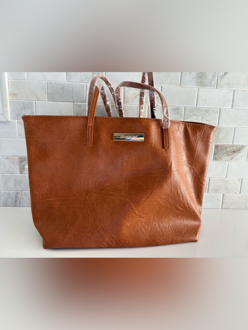 Montana West Brown Faux Leather Tote Bag